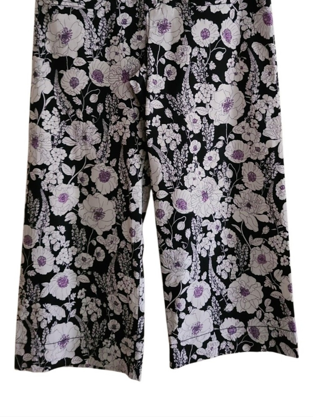 NWOT Maeve Anthroplogie The Colette Wide-Leg Cropped Pant Black Floral - Picture 7 of 15